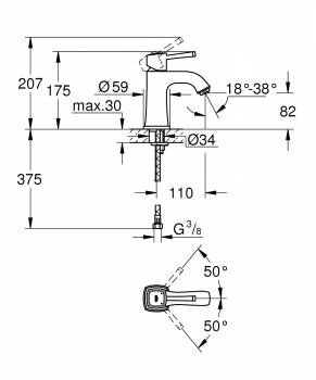 Смеситель для раковины GROHE Grandera 23310000. Фото