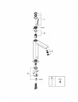 GROHE 23661000 Eurocube Joy Смеситель для раковины свободностоящий, размер XL. Фото