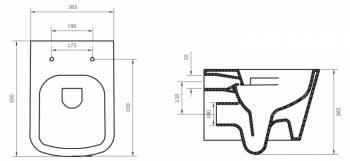 Чаша подвесного унитаза безободкового с креплением BELBAGNO Albano BB120CHR. Фото