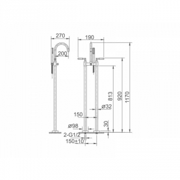Смеситель для ванны напольный SSWW FT0396. Фото