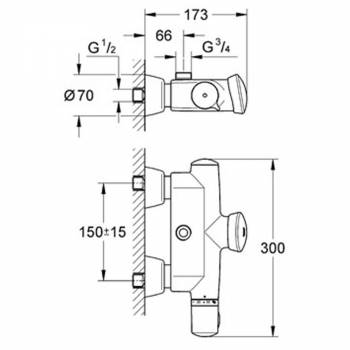 Смеситель термостатический для душа GROHE Eurodisc SE 36244000. Фото