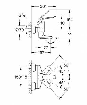 Смеситель для раковины GROHE Euroeco Special 32770000. Фото