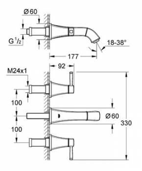 Смеситель для раковины GROHE Grandera 20414IG0 (внешняя часть). Фото