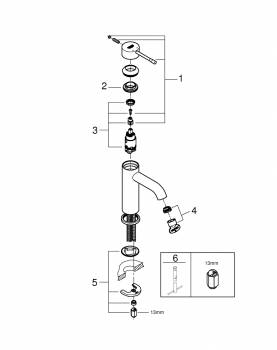 GROHE 23590EN1 Essence New Смеситель для раковины S-Size II, гладкий корпус. Фото