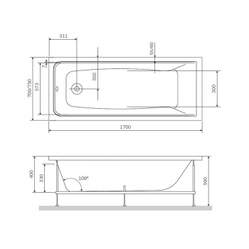 Каркас для ванны 170х70 см AM.PM Gem W90A-170-070W-R. Фото