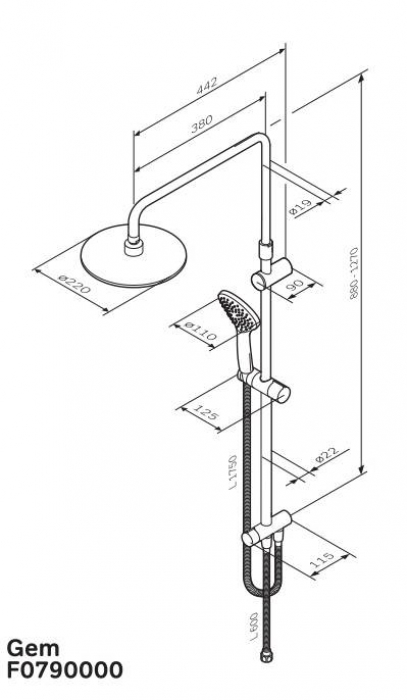 Душевая система ShowerSpot AM.PM Gem F0790000. Фото