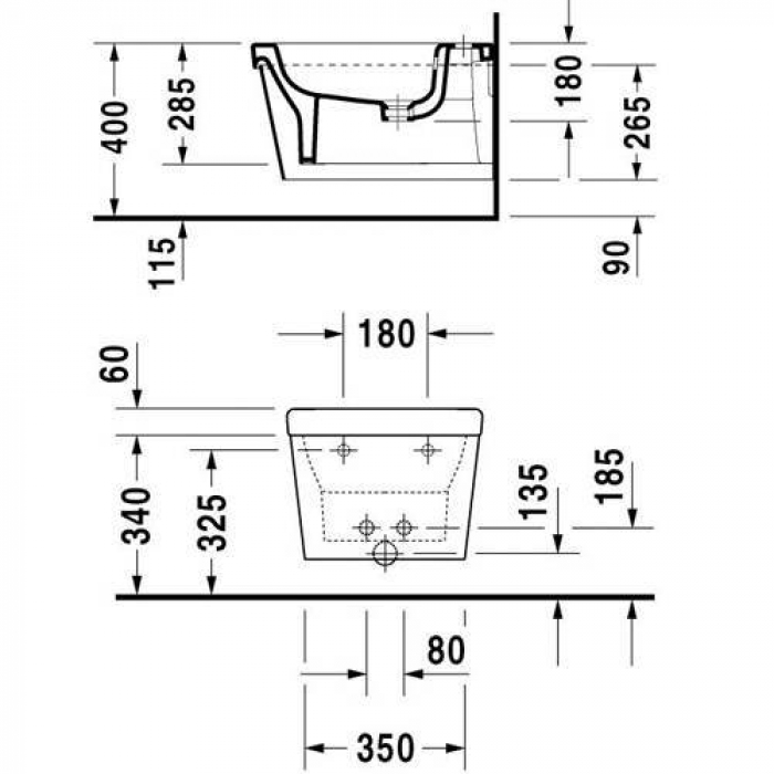 Биде подвесное белое DURAVIT ESPLANADE 2265100000. Фото