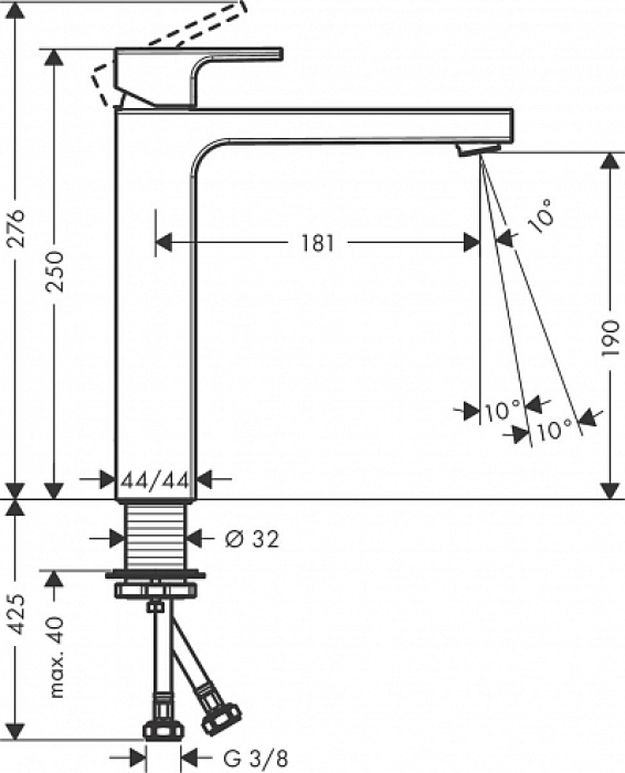 Смеситель для раковины Hansgrohe Vernis Shape 71591000, хром. Фото