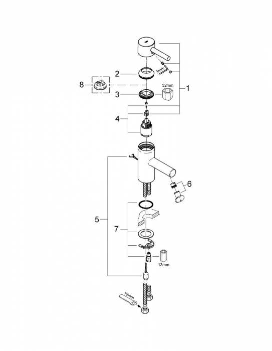 Смеситель для раковины GROHE Essence 33596000. Фото