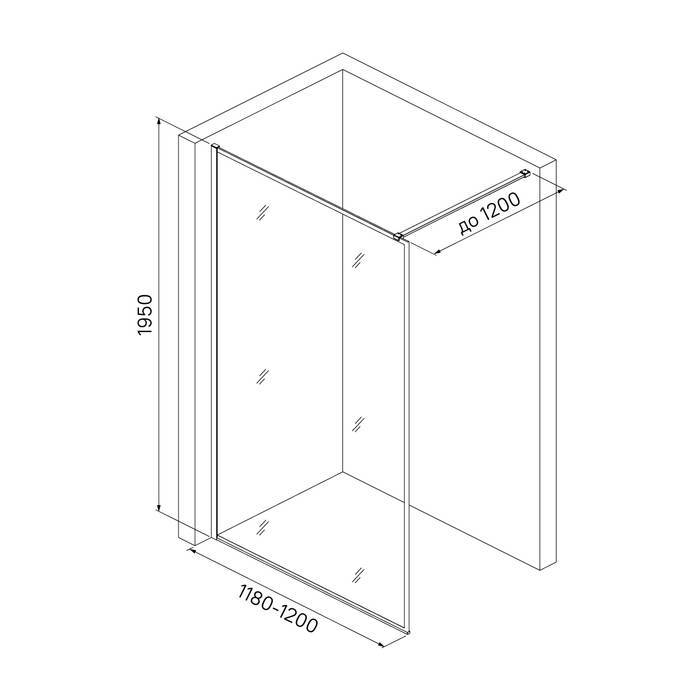 Душевая перегородка Walk In черный 120x195 Slide IDDIS SLI8BS2i23