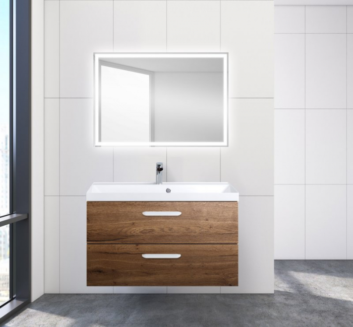 Тумба под раковину подвесная BELBAGNO AURORA-900-2C-SO-RT Rovere Tabacco. Фото