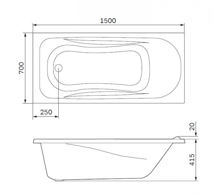 Ванна акриловая 150х70 см AM.PM Sense W76A-150-070W-A. Фото