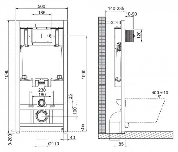 Инсталляция для подвесного унитаза BelBagno BB002-80. Фото