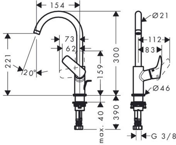 Смеситель для раковины Hansgrohe Logis 71130000. Фото