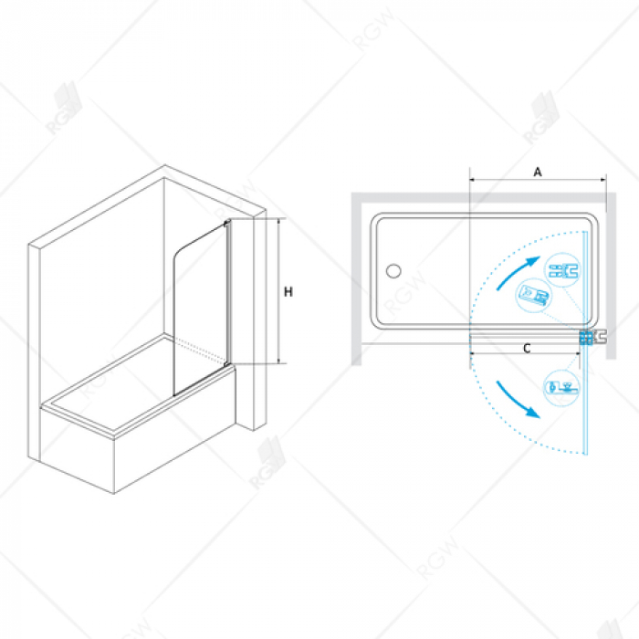 Шторка на ванну RGW SCREENS SC-01 03110109-11 90 см. Фото