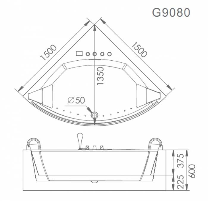 Акриловая ванна GEMY G9080. Фото