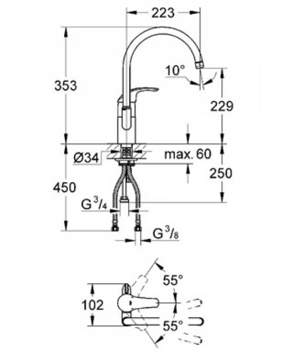 Смеситель для мойки GROHE Eurosmart 33490001. Фото