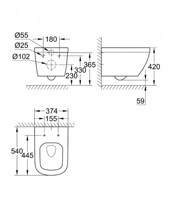 Унитаз подвесной GROHE Euro Ceramic 39328000. Фото