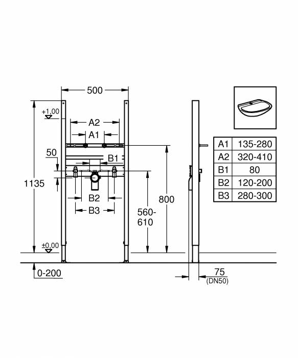 Инсталляция для раковины GROHE Rapid SL 38731000. Фото