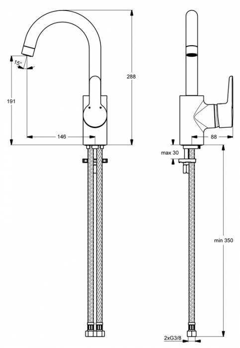 Смеситель для раковины IDEAL STANDARD Connect B9933AA. Фото