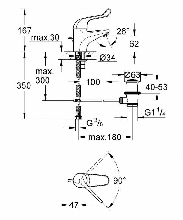 Смеситель для раковины GROHE Euroeco Special 32788000. Фото