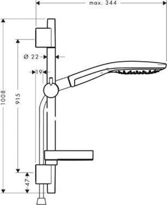Душевой гарнитур Hansgrohe Raindance Select 150 3iet 90cm хром 27803000. Фото