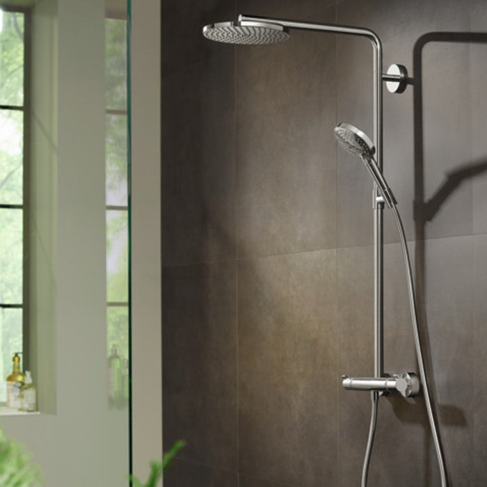 Душевая система Hansgrohe Raindance Select S Showerpipe 240 1jet PowderRain с термостатом 27633000, хром. Фото