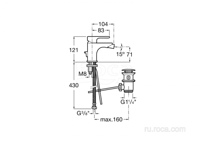 Смеситель ROCA L20 для биде A5A6A09C0M. Фото
