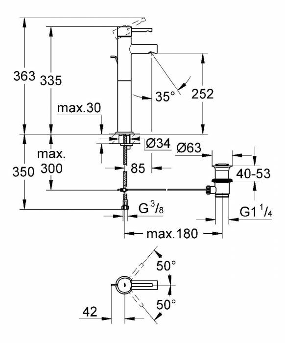 Смеситель для раковины Grohe Essence 32901000. Фото