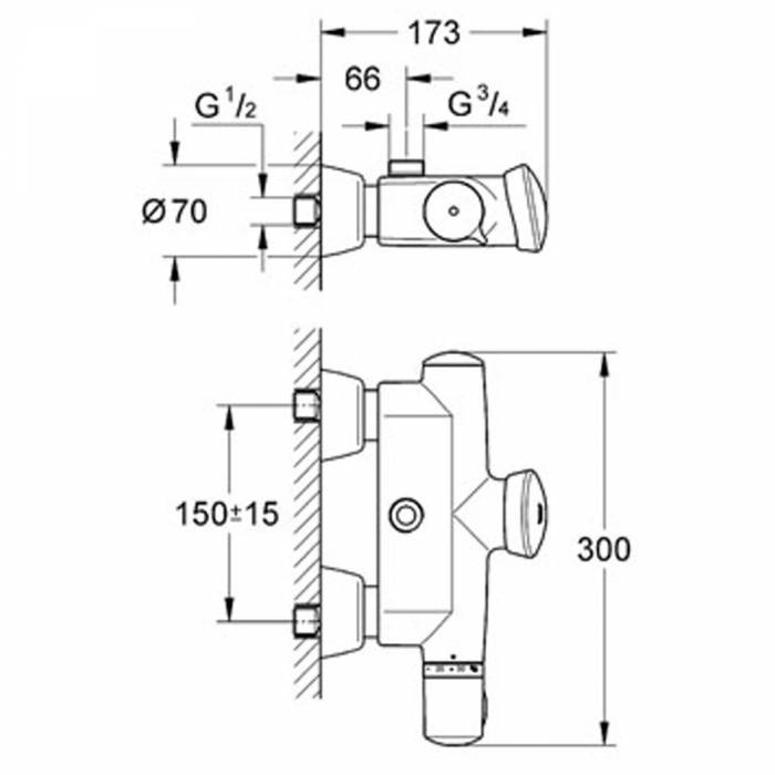 Смеситель термостатический для душа GROHE Eurodisc SE 36245000. Фото