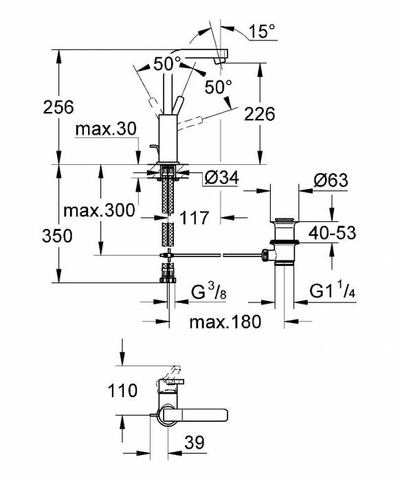 Смеситель для раковины GROHE Lineare 23296000. Фото