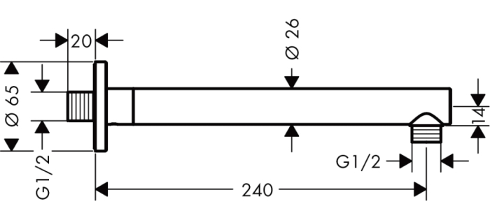 Душевой держатель 24 см Hansgrohe Vernis Blend 27809670 черный. Фото