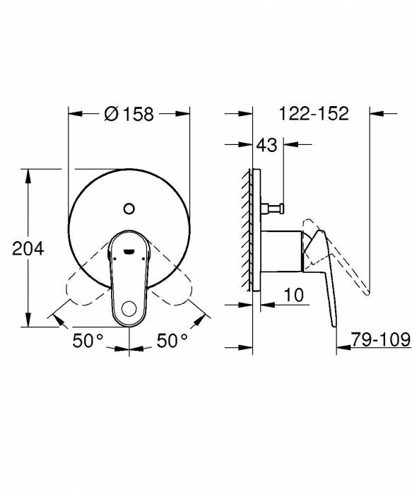 Смеситель для ванны GROHE 24060002 Europlus, хром. Фото