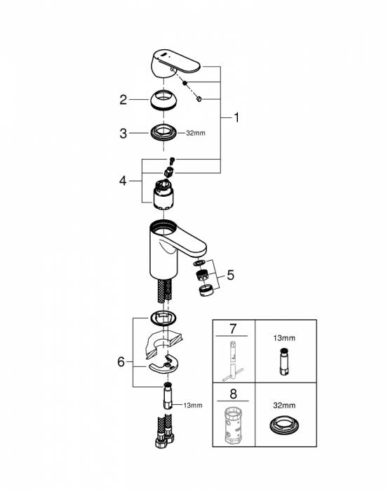 Смеситель для раковины GROHE Eurosmart Cosmopolitan 2337600E. Фото