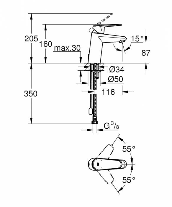 Смеситель для раковины GROHE Eurodisc Cosmopolitan 3317820E. Фото