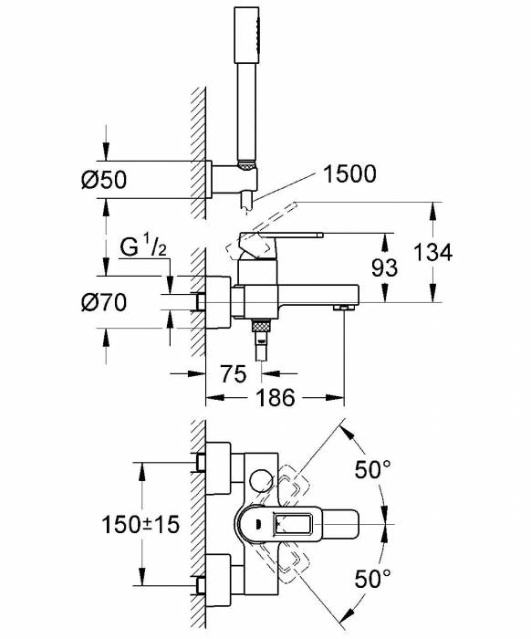 Смеситель для ванны GROHE Quadra 32639000. Фото