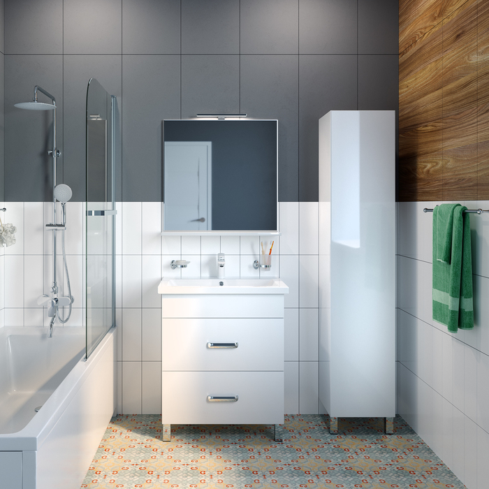 Тумба с умывальником напольная 70 см белая New Custo IDDIS NCU70W0i95K. Фото