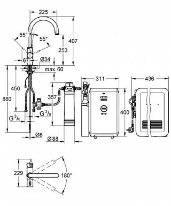 Смеситель для мойки GROHE Blue 31323001. Фото