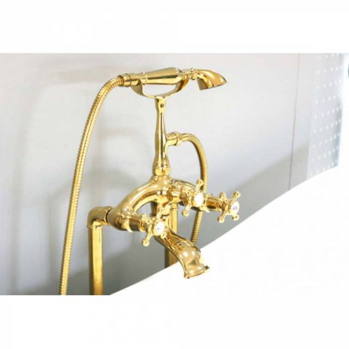 Акриловая ванна GEMY G9030-A фурнитура золото. Фото