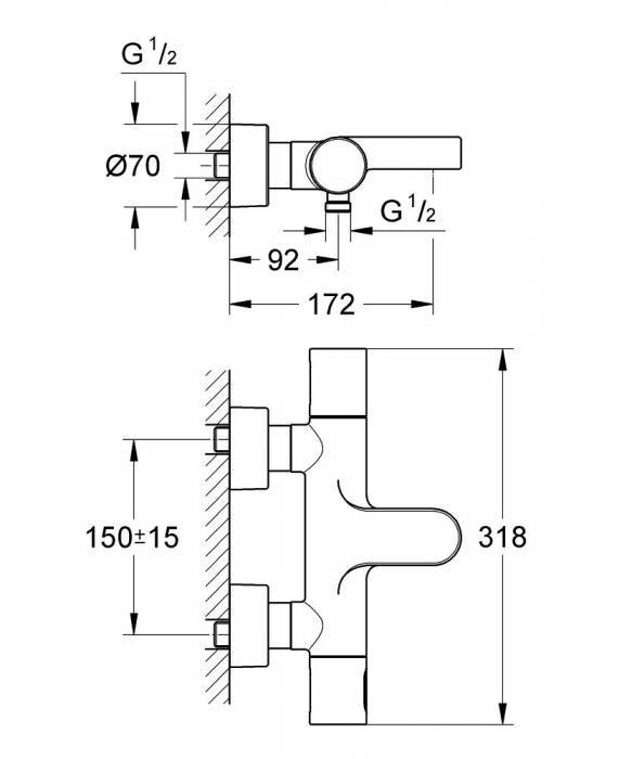 Термостатический смеситель для ванны GROHE Grohtherm 3000 34276000. Фото