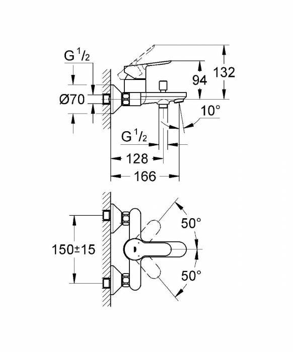 GROHE 32820000 BauEdge Сместель для ванны. Фото