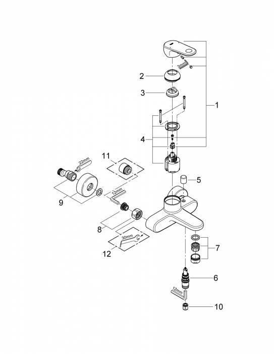 Смеситель для ванны GROHE Europlus New 33553002. Фото