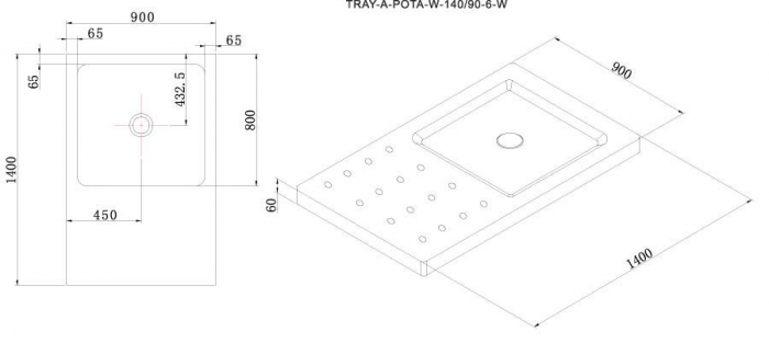 Душевой поддон акриловый CEZARES TRAY-A-PORTA-W-140/90-6-W. Фото