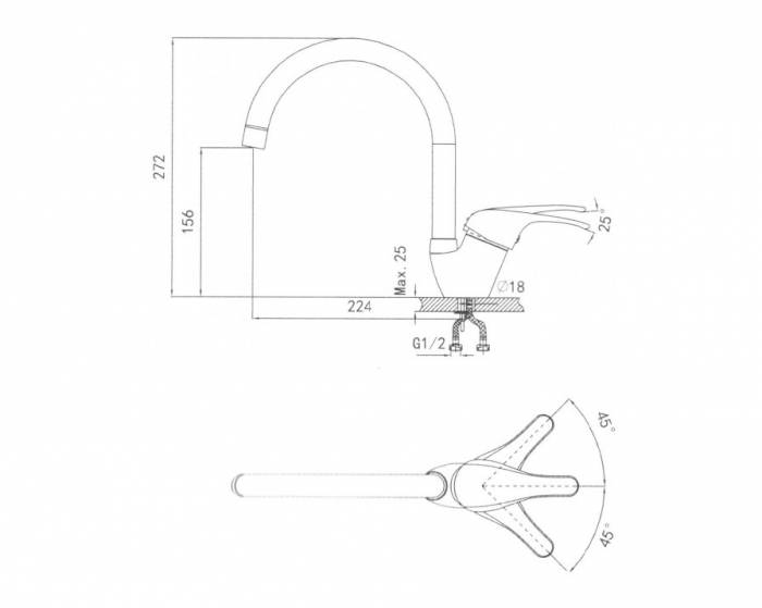 Смеситель для кухни GRANULA GR-1024 антик. Фото