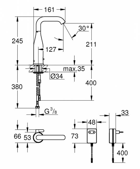 GROHE 36444000 Essence E Инфракрасная электроника для раковины со смешиванием, с адаптером 230V. Фото