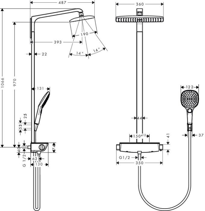 Душевая стойка Hansgrohe Raindance Select Showerpipe хром 27112000. Фото