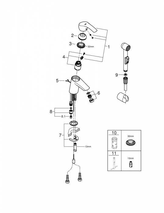 GROHE 23124002 ESM Смесидель для раковины с гигиеническим душем. Фото