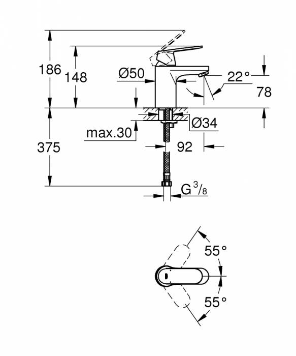 Смеситель для раковины Grohe Eurosmart Cosmopolitan 32824000. Фото