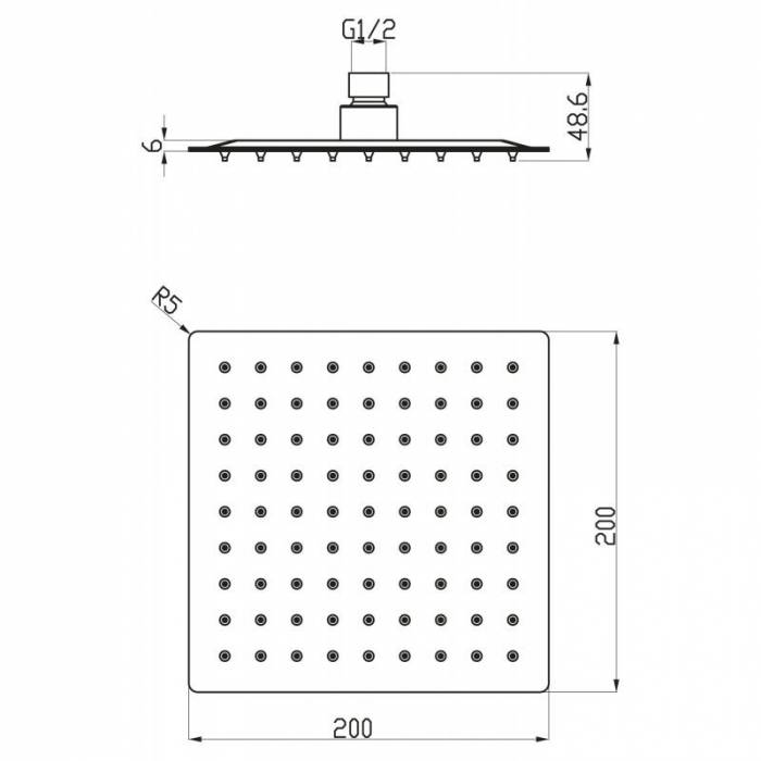 Верхний душ 200 мм BELBAGNO Carie BB-SLD2C-200-CRM. Фото