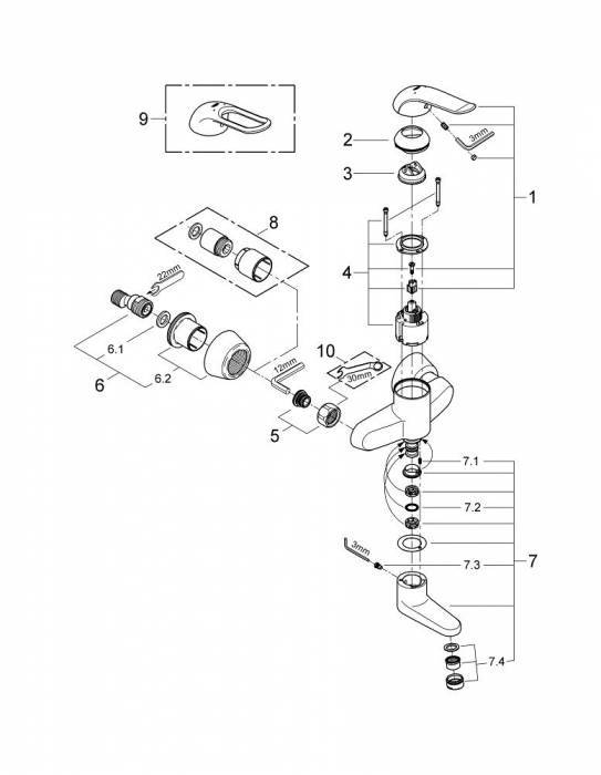 Смеситель для раковины GROHE Euroeco Special 32770000. Фото